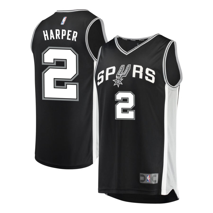 Dylan Harper Men's Fanatics Black San Antonio Spurs Fast Break Custom Replica Jersey - Icon Edition