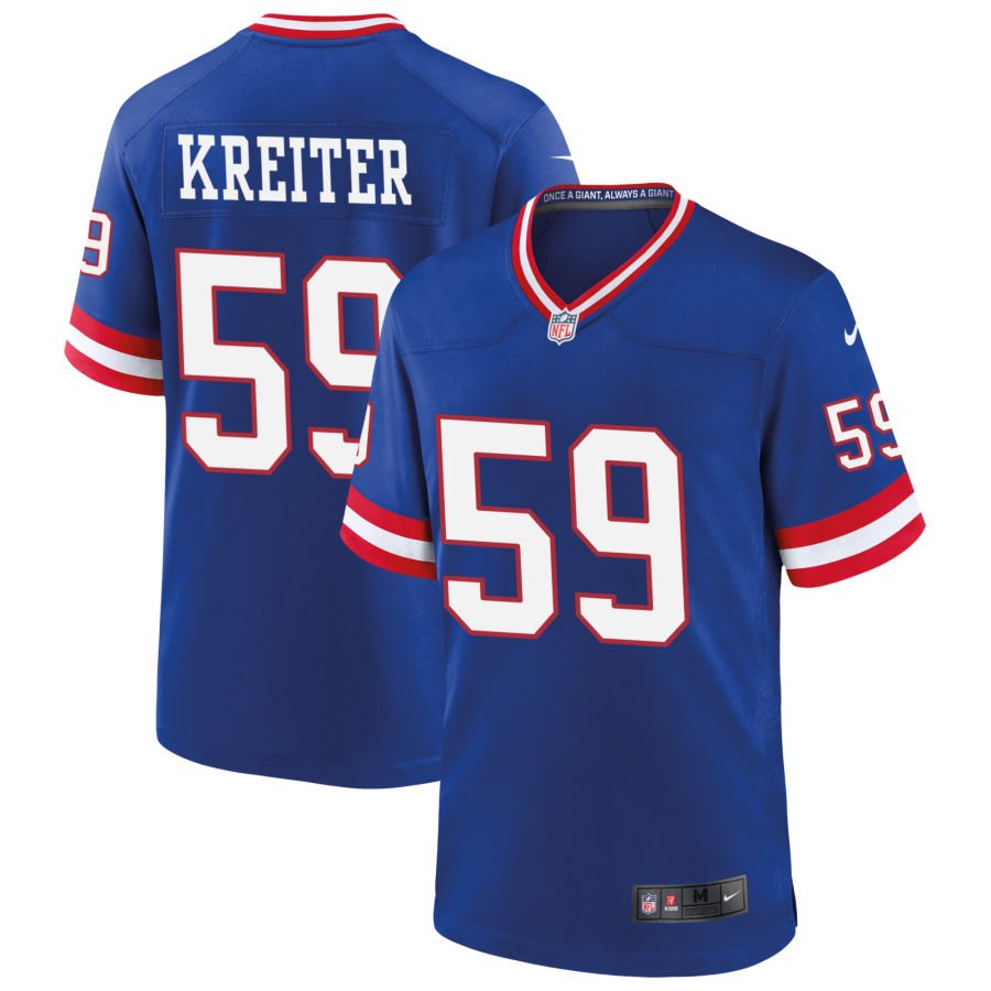 Casey Kreiter Men's Nike Royal New York Giants Classic Custom Game Jersey