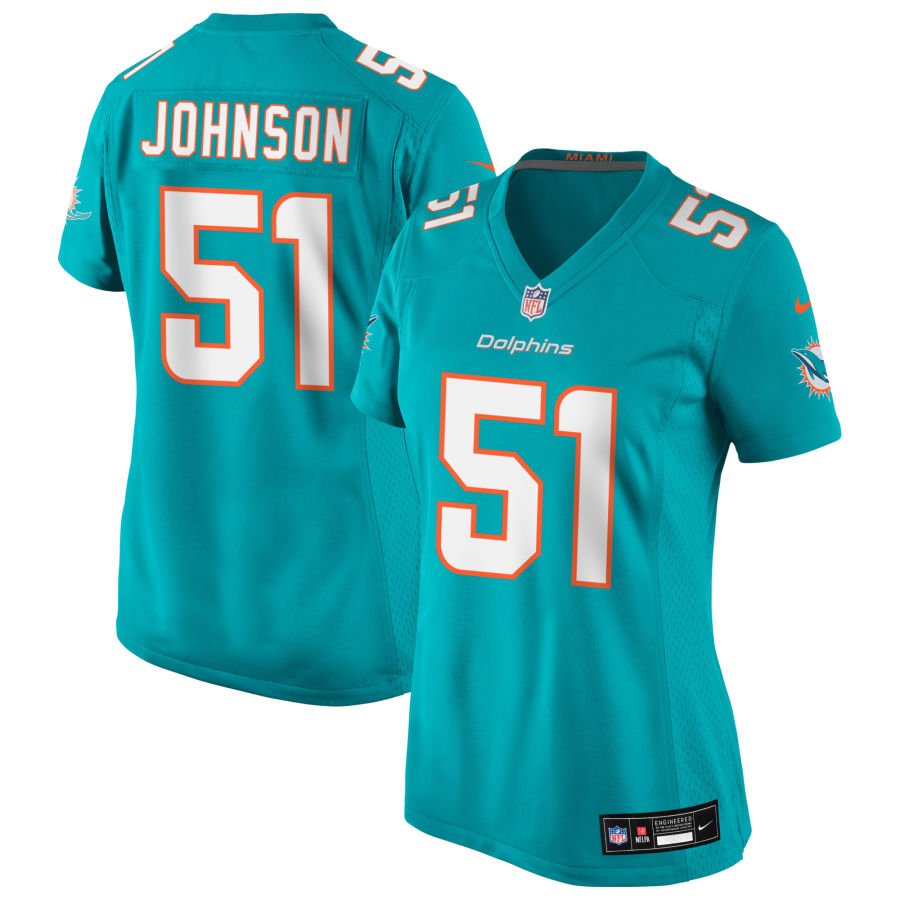 Caleb Johnson Women's Nike Aqua Miami Dolphins Custom Game Jersey