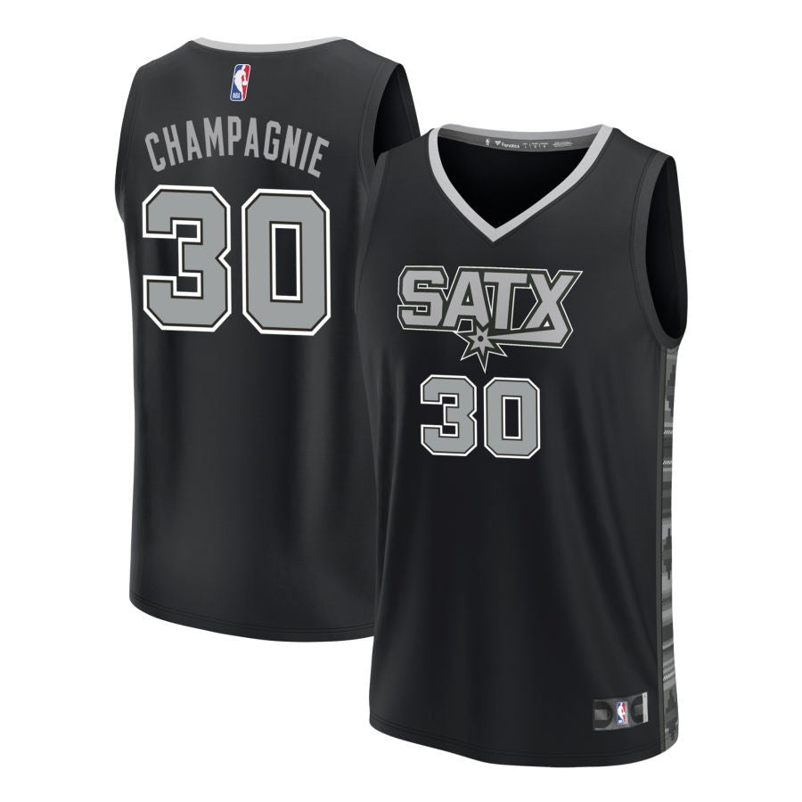 Julian Champagnie Youth Fanatics  Black San Antonio Spurs Fast Break Replica Custom Jersey - Statement Edition