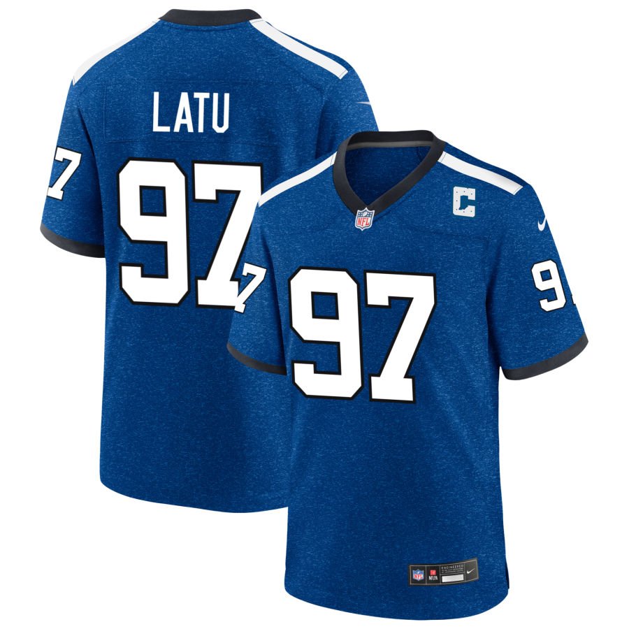 Laiatu Latu Men's Nike  Blue Indiana Nights Indianapolis Colts Alternate Custom Game Jersey