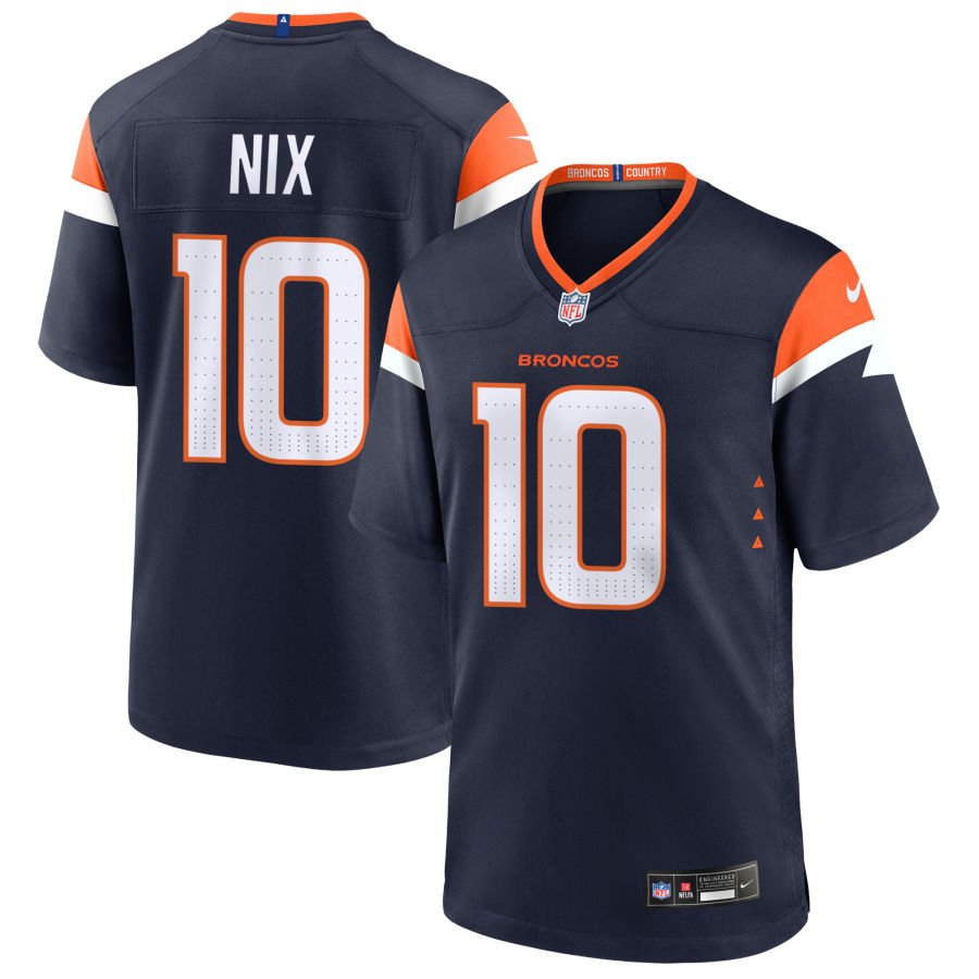 Bo Nix Men's Nike  Navy Denver Broncos Alternate Mile High Collection Custom Game Jersey