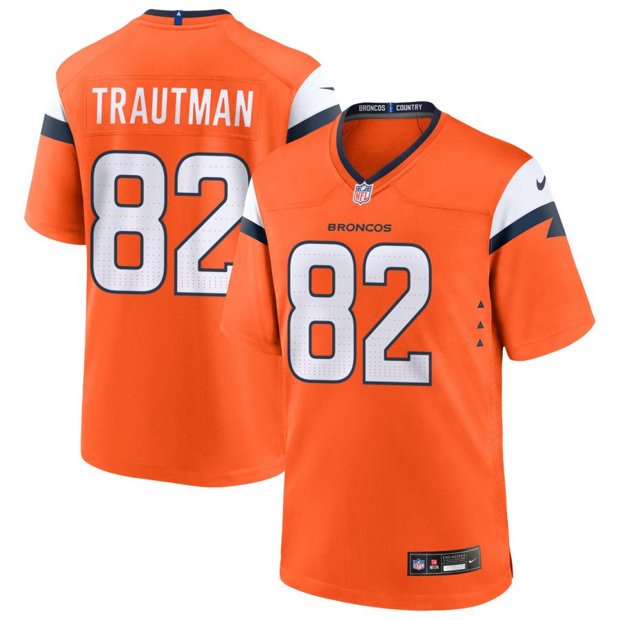 Adam Trautman Men's Nike Orange Denver Broncos Team Custom Game Jersey