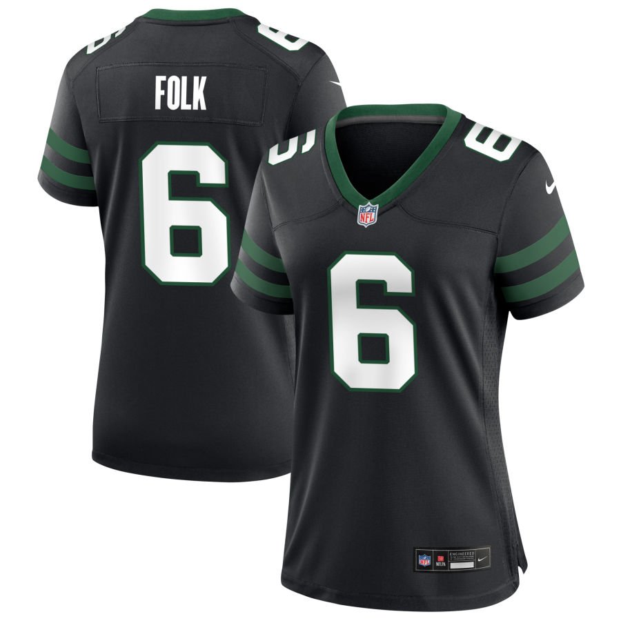 Nick Folk Women's Nike  Legacy Black New York Jets Alternate Custom Game Jersey