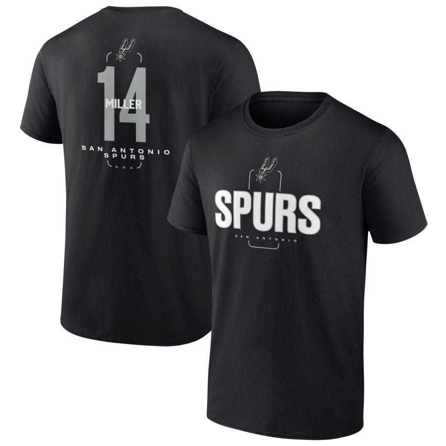 Men's Black San Antonio Spurs Center Court Name & Number Custom T-Shirt