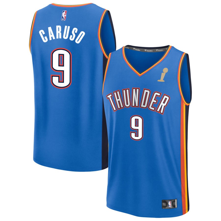 Alex Caruso Youth Fanatics  Blue Oklahoma City Thunder 2025 NBA Finals Champions Fast Break Replica Custom Jersey - Icon Edition