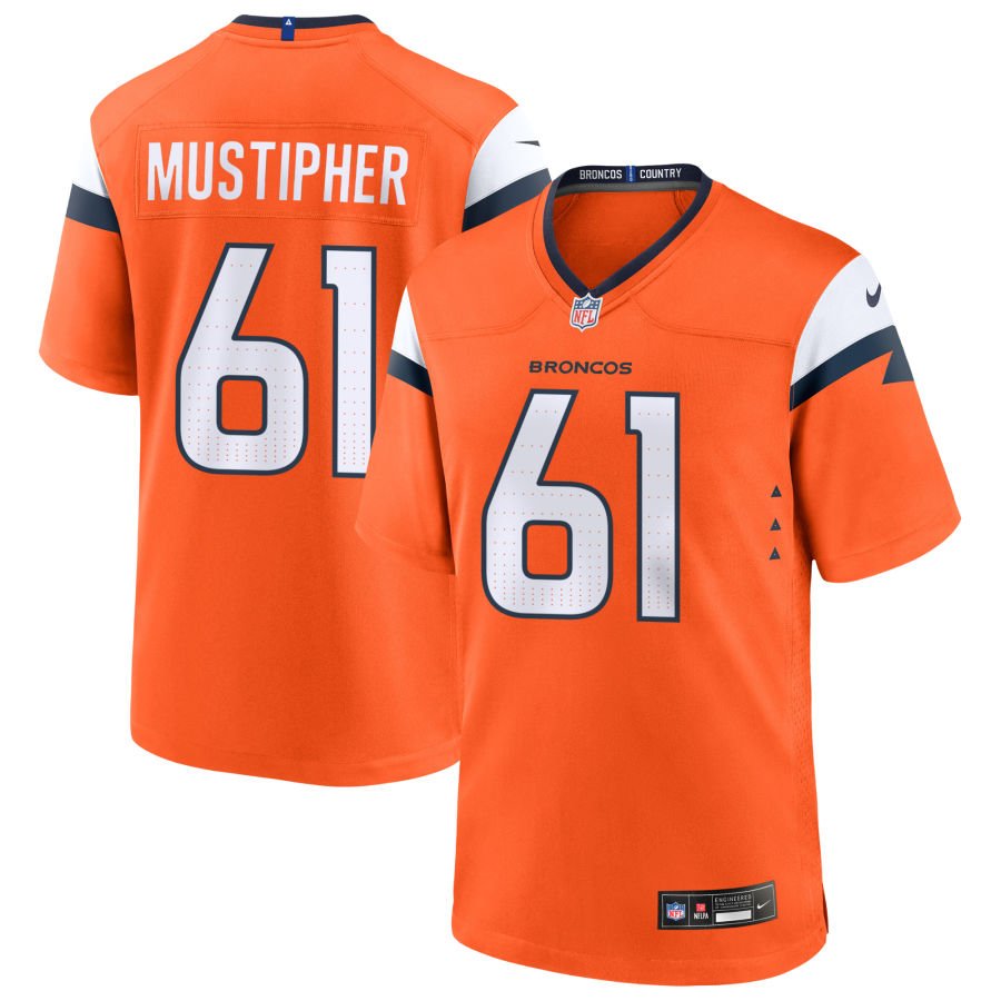 Sam Mustipher Men's Nike Orange Denver Broncos Team Custom Game Jersey
