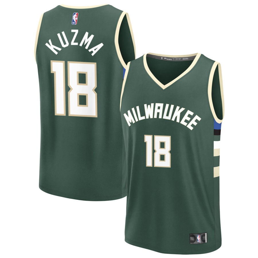 Kyle Kuzma Men's Fanatics Green Milwaukee Bucks Fast Break Custom Jersey - Icon Edition