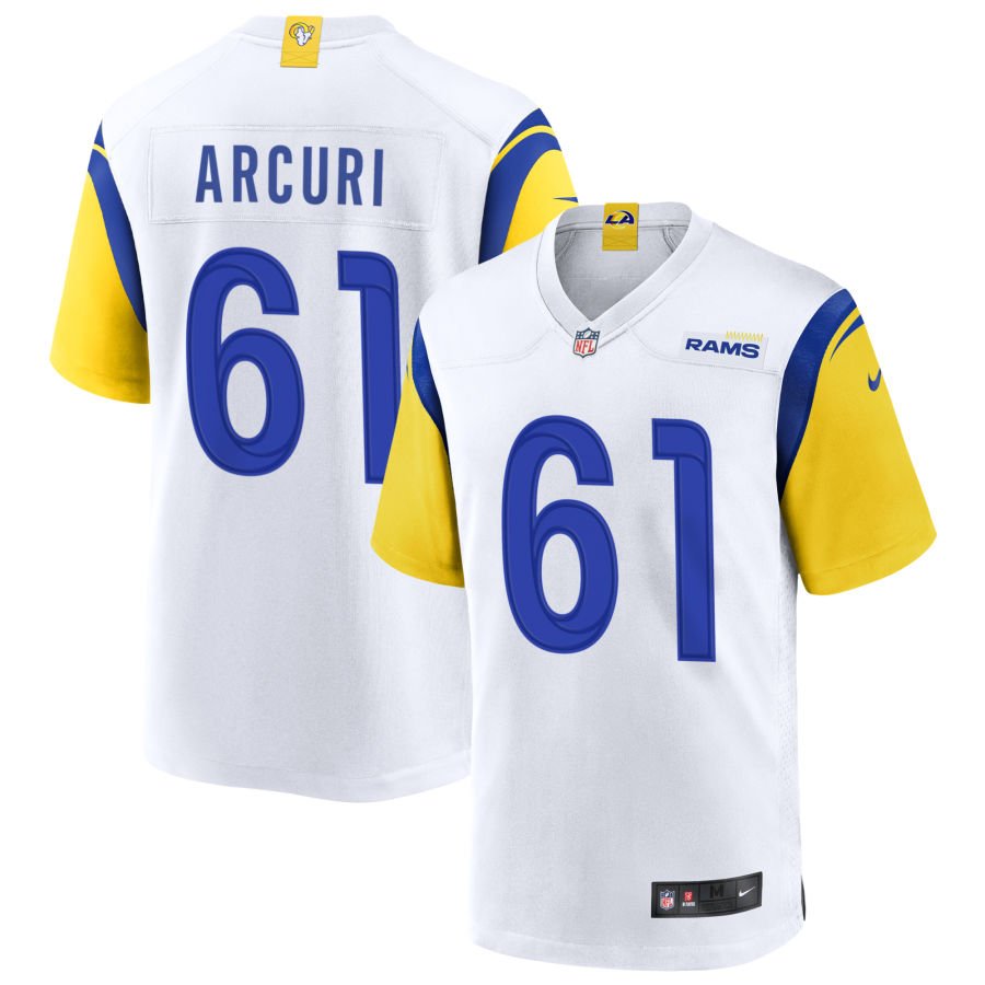 AJ Arcuri Men's Nike White Los Angeles Rams Alternate Custom Jersey
