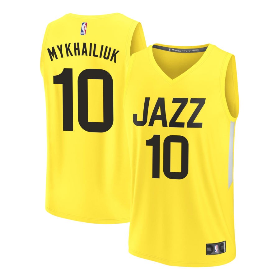 Svi Mykhailiuk Youth Fanatics Yellow Utah Jazz Fast Break Replica Custom Jersey - Icon Edition