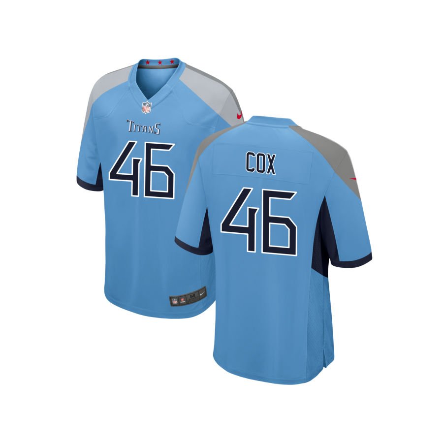 Morgan Cox Youth Nike Light Blue Tennessee Titans Alternate Custom Game Jersey