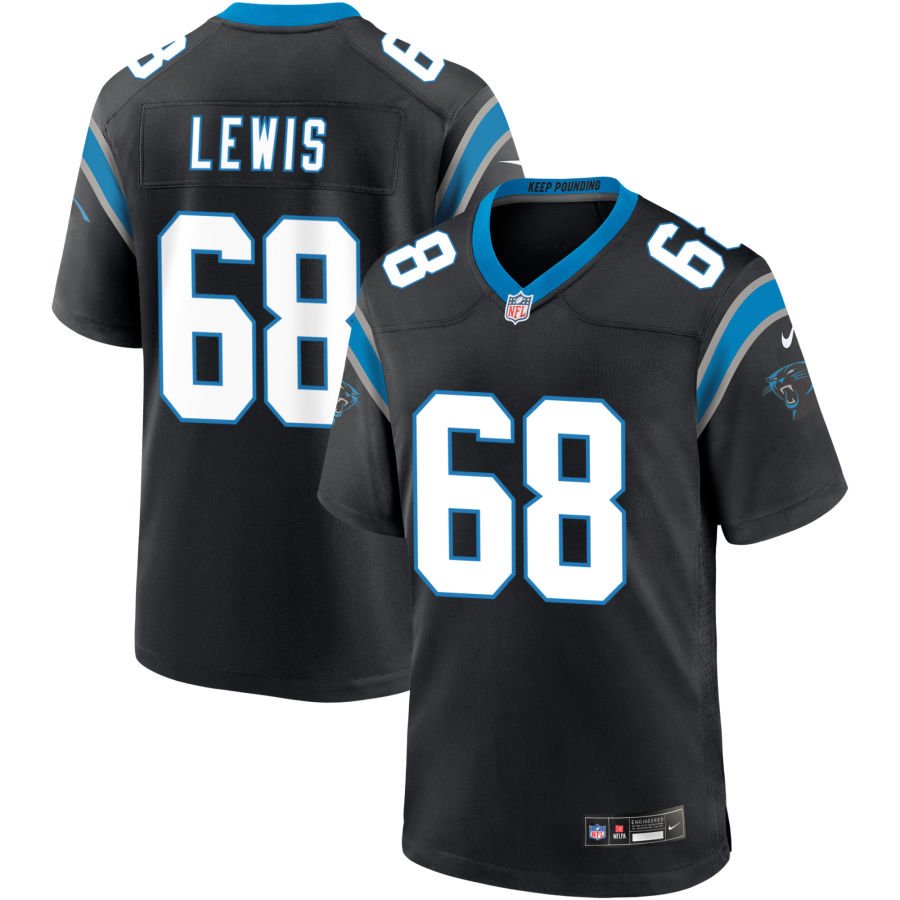 Damien Lewis Men's Nike Black Carolina Panthers Custom Game Jersey