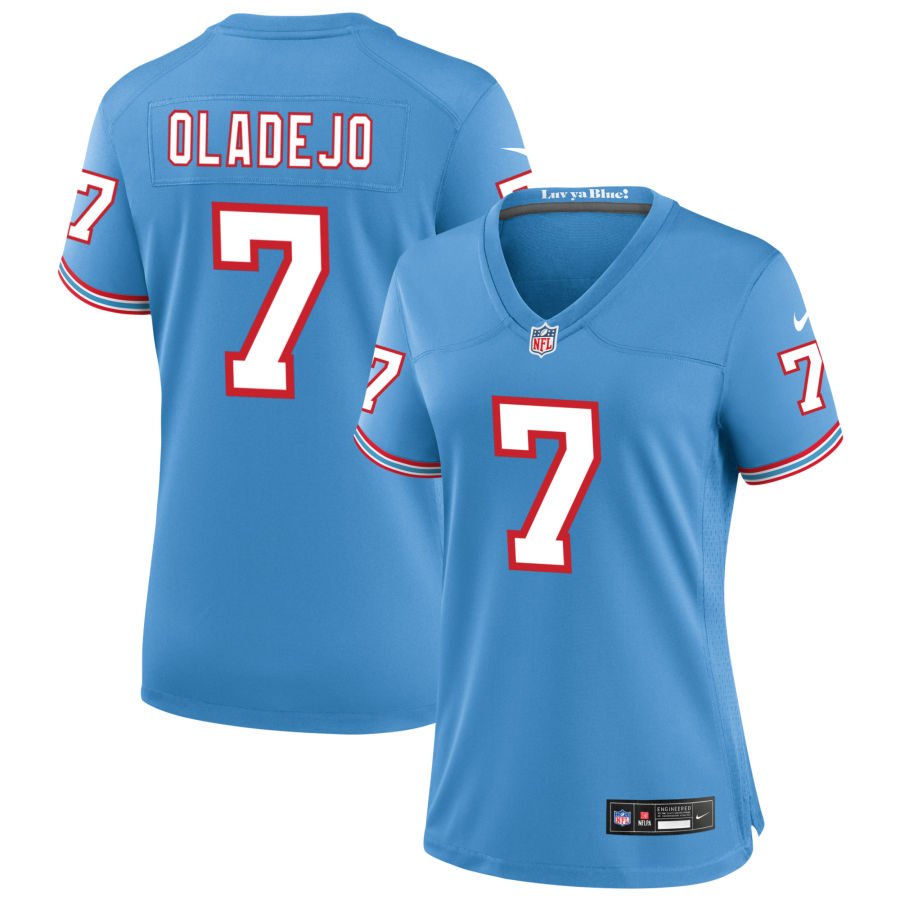Oluwafemi Oladejo Women's Nike Light Blue Tennessee Titans Oilers Throwback Custom Game Jersey