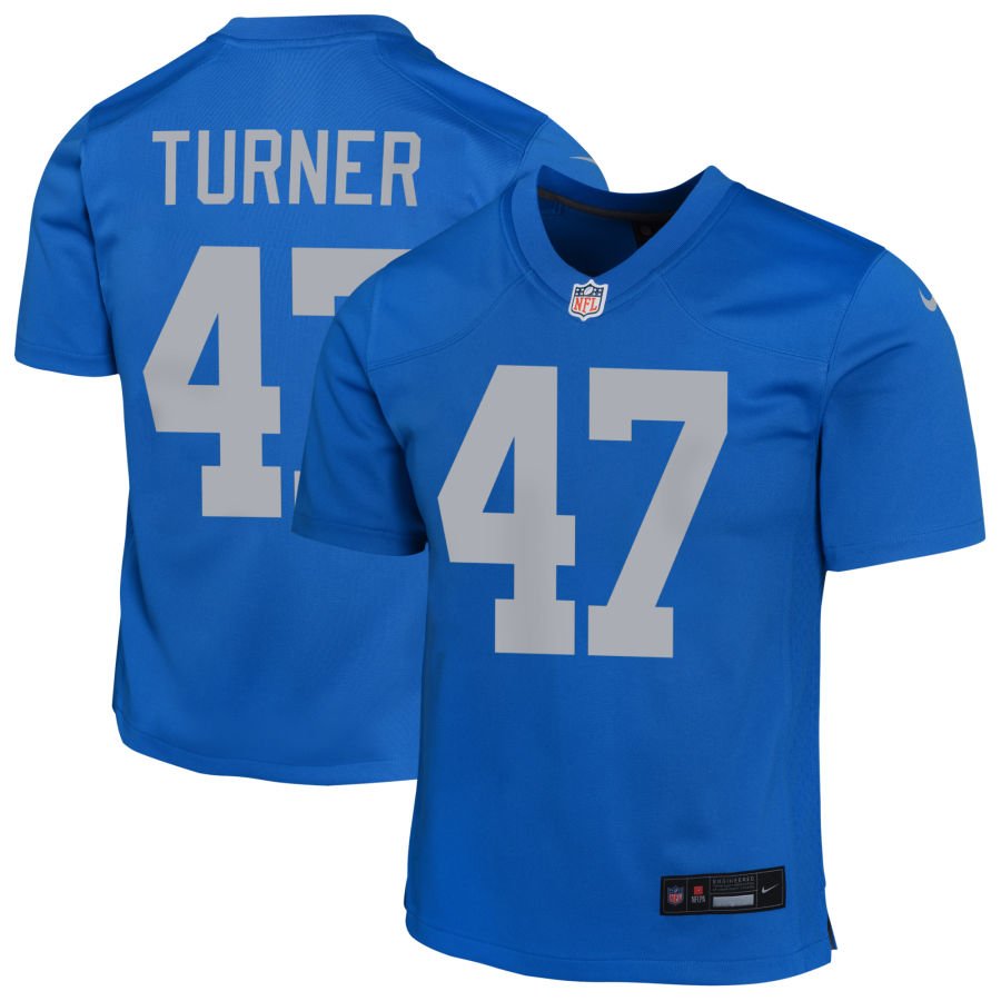 Josh Paschal Youth Nike Blue Detroit Lions Alternate Custom Game Jersey