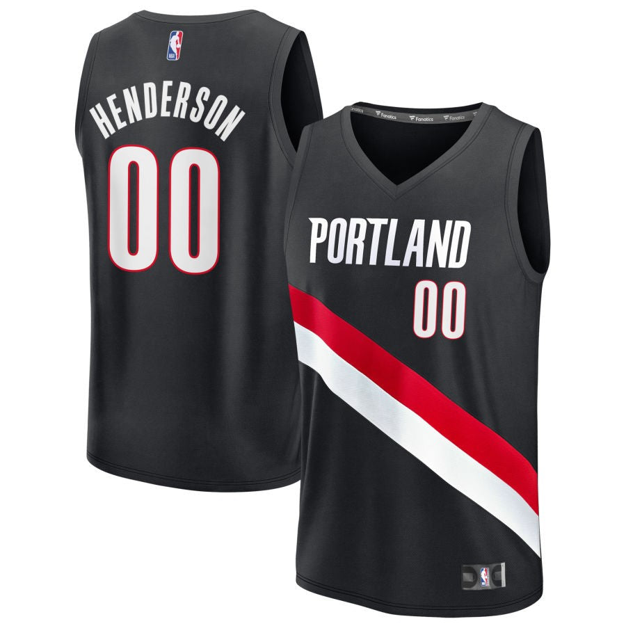 Scoot Henderson Men's Fanatics Black Portland Trail Blazers Fast Break Replica Custom Jersey - Icon Edition