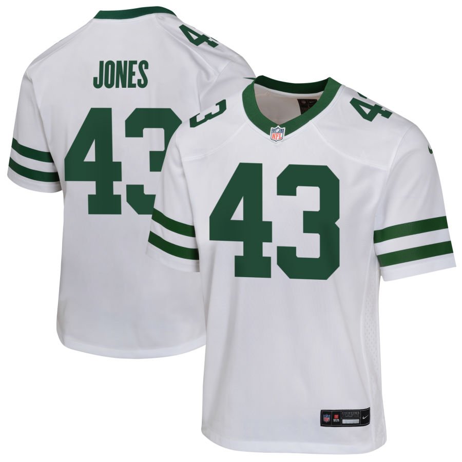 Cam Jones Youth Nike  Legacy White New York Jets Custom Game Jersey