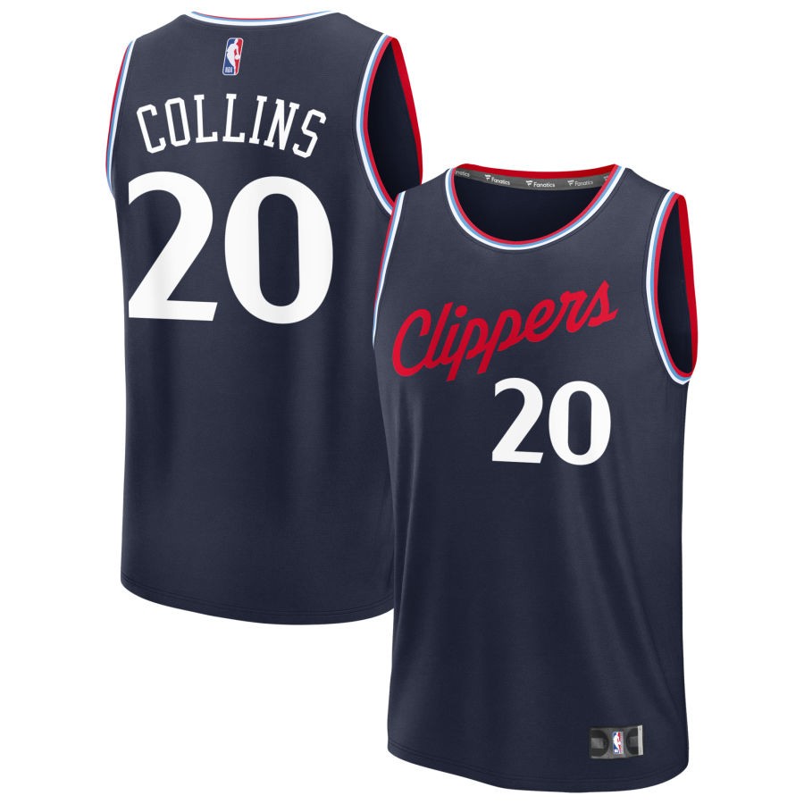 John Collins Men's Fanatics Navy LA Clippers Fast Break Custom Jersey - Icon Edition