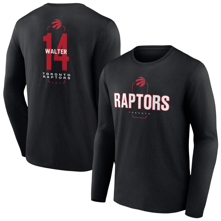Men's Black Toronto Raptors Center Court Name & Number Custom Long Sleeve T-Shirt