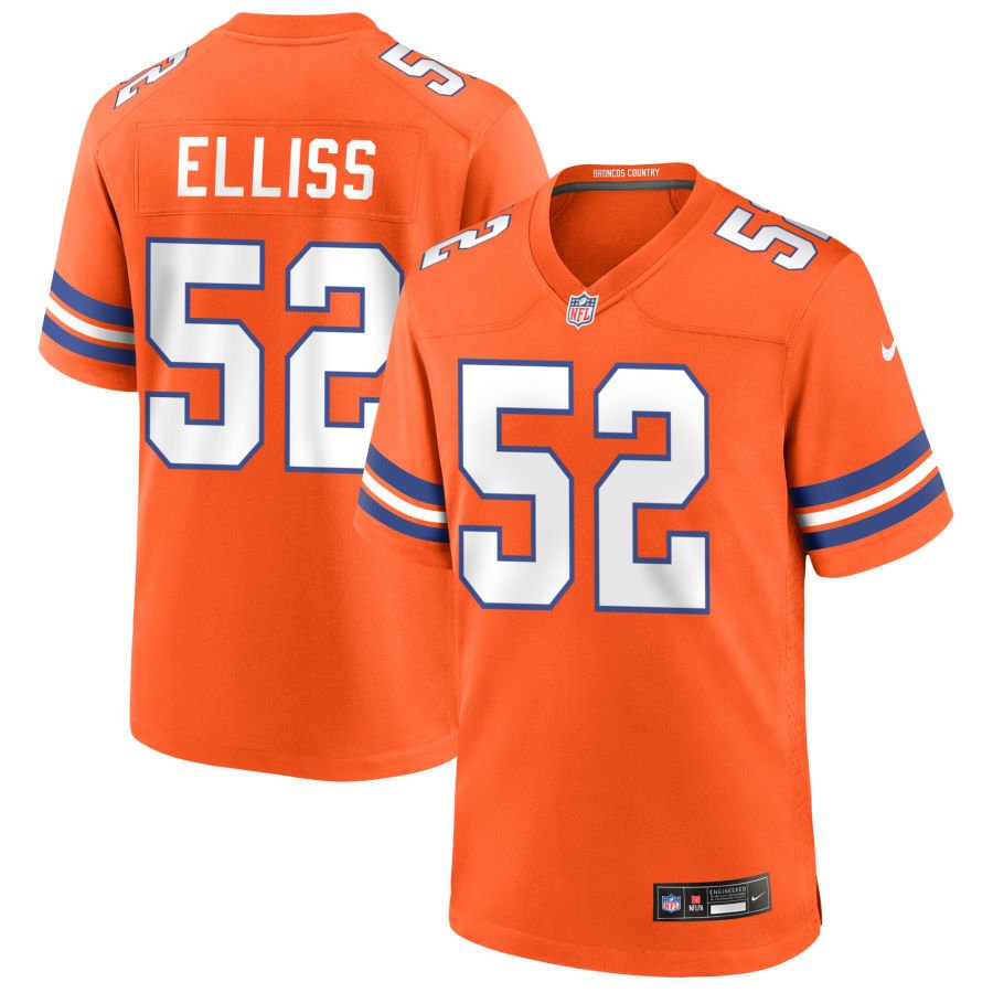 Jonah Elliss Men's Nike Orange Denver Broncos Mile High Collection 1977 Throwback Custom Game Jersey