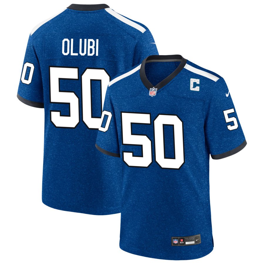 Segun Olubi Men's Nike  Blue Indiana Nights Indianapolis Colts Alternate Custom Game Jersey