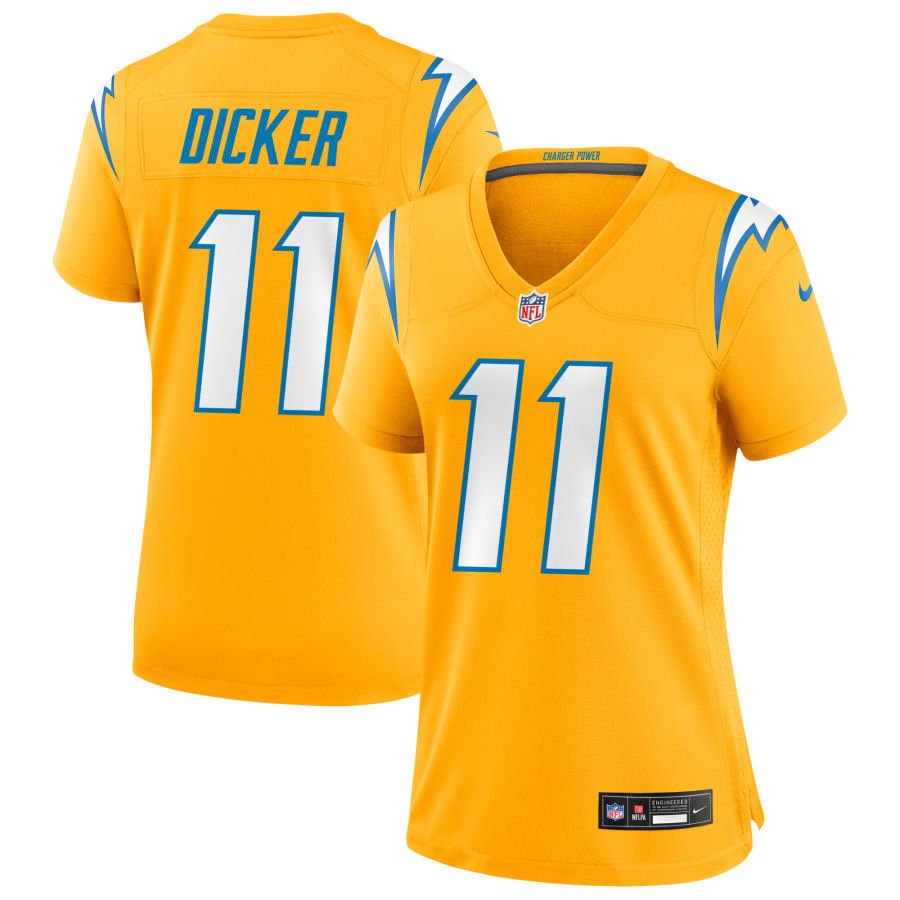 Cameron Dicker Women's Nike Gold Los Angeles Chargers Alternate Charger Power Game Custom Jersey