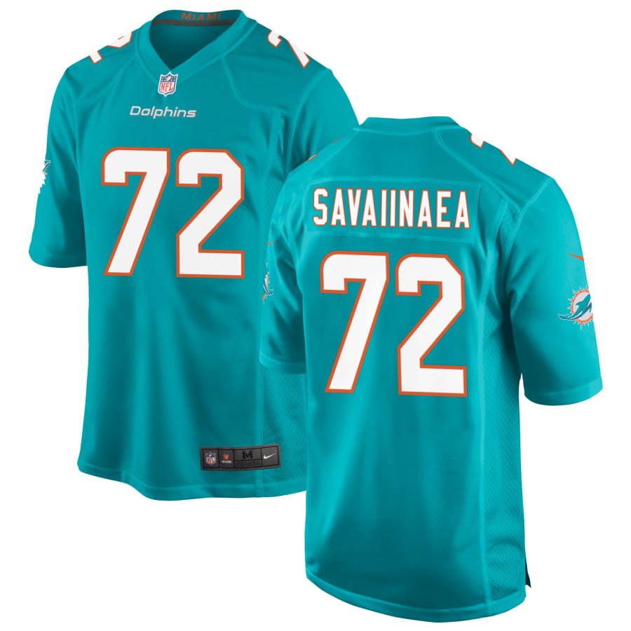 Jonah Savaiinaea Men's Nike Aqua Miami Dolphins Custom Game Jersey