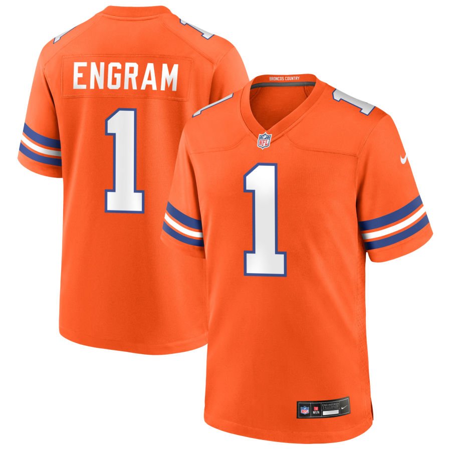 Evan Engram Men's Nike Orange Denver Broncos Mile High Collection 1977 Throwback Custom Game Jersey