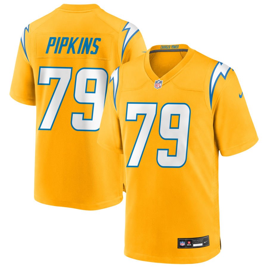 Trey Pipkins Men's Nike Gold Los Angeles Chargers Alternate Charger Power Game Custom Jersey