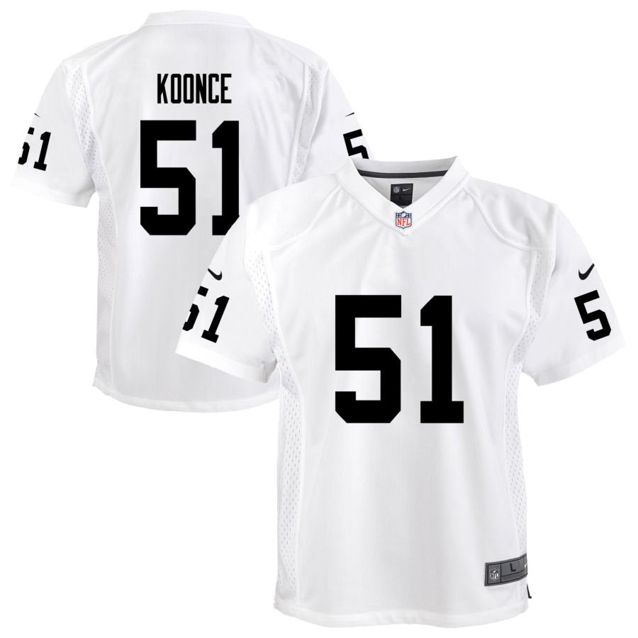 Malcolm Koonce Youth Nike White Las Vegas Raiders Team Custom Game Jersey