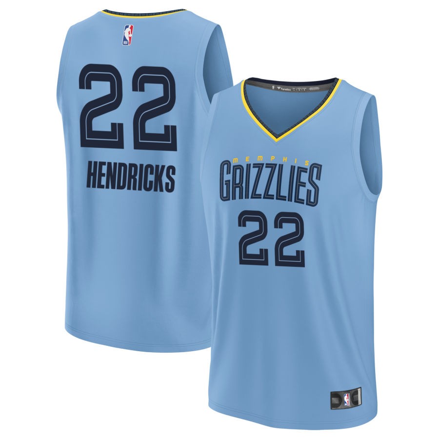 Taylor Hendricks Men's Fanatics Light Blue Memphis Grizzlies Custom Fast Break Jersey - Statement Edition