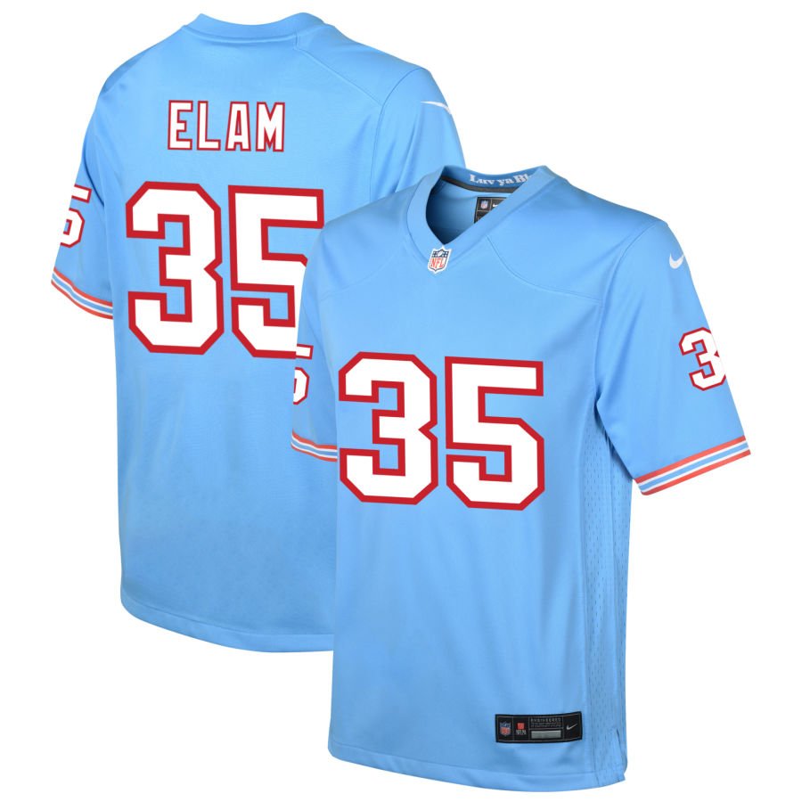 Kaiir Elam Youth Nike Light Blue Tennessee Titans Oilers Throwback Custom Game Jersey