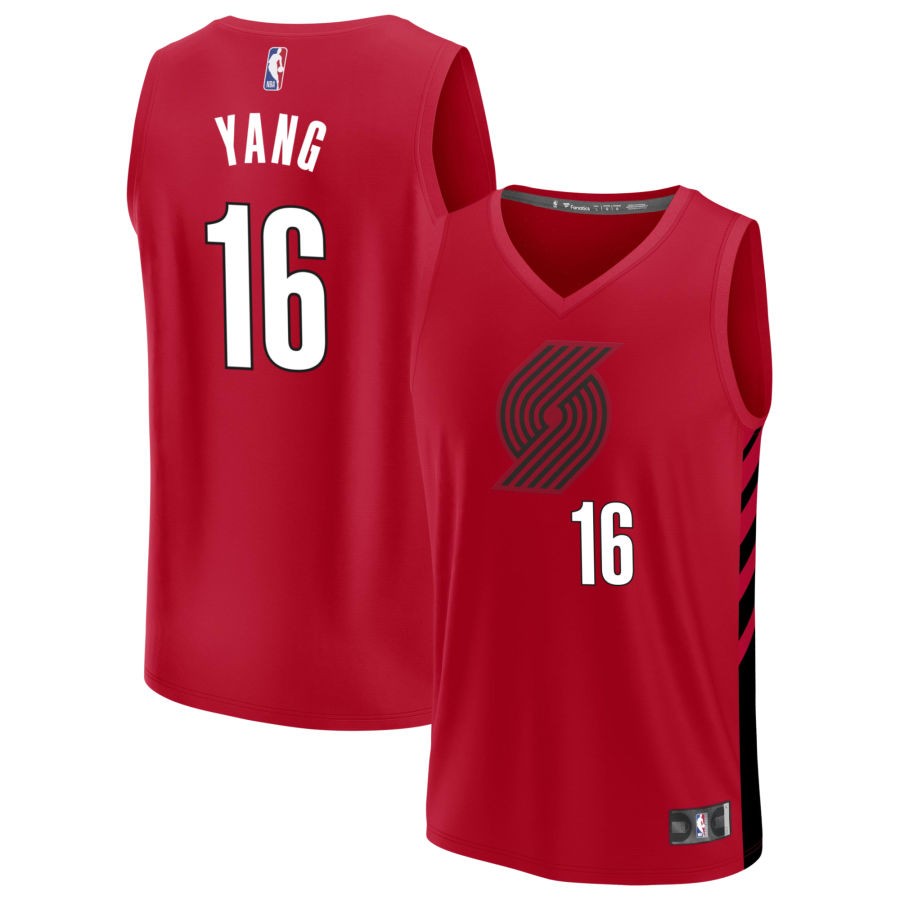 Yang Hansen Yang Men's Fanatics  Red Portland Trail Blazers  Fast Break Custom Replica Jersey - Statement Edition