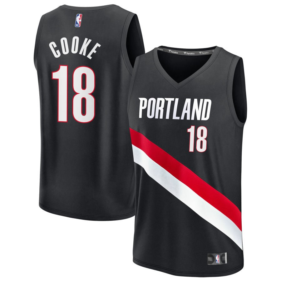 Javonte Cooke Youth Fanatics Black Portland Trail Blazers Fast Break Replica Custom Jersey - Icon Edition
