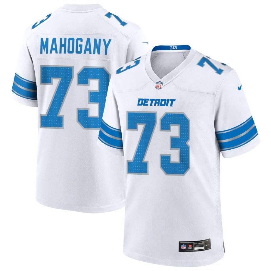 Christian Mahogany Men's Nike  White Detroit Lions Custom Game Jersey