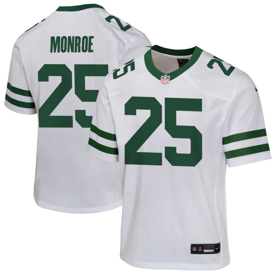 Jarius Monroe Youth Nike  Legacy White New York Jets Custom Game Jersey