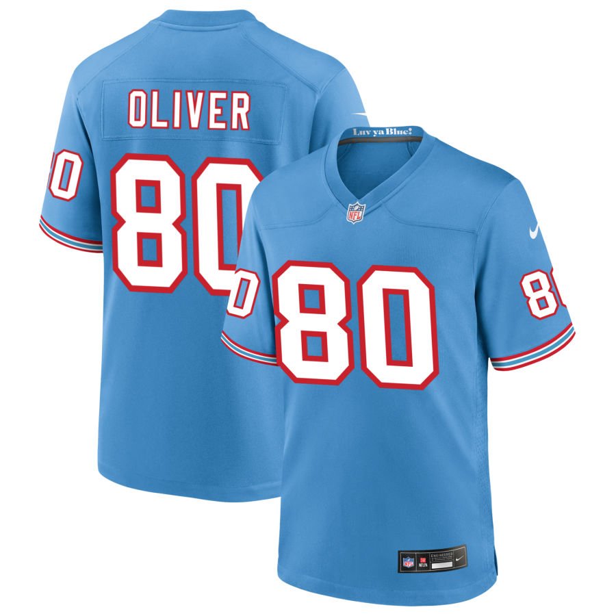 Bryce Oliver Men's Nike Light Blue Tennessee Titans Oilers Throwback Custom Game Jersey