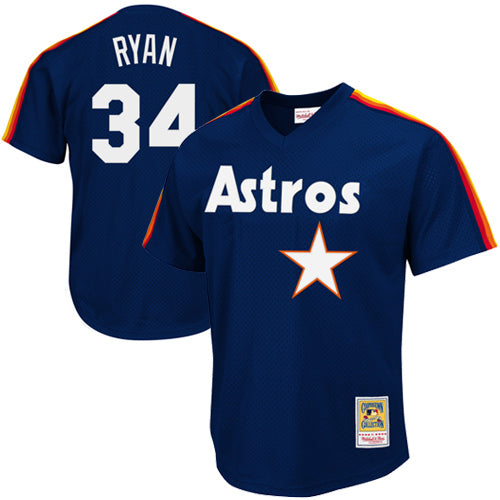 Men's Mitchell & Ness Nolan Ryan Navy Houston Astros Authentic Batting Practice Jersey