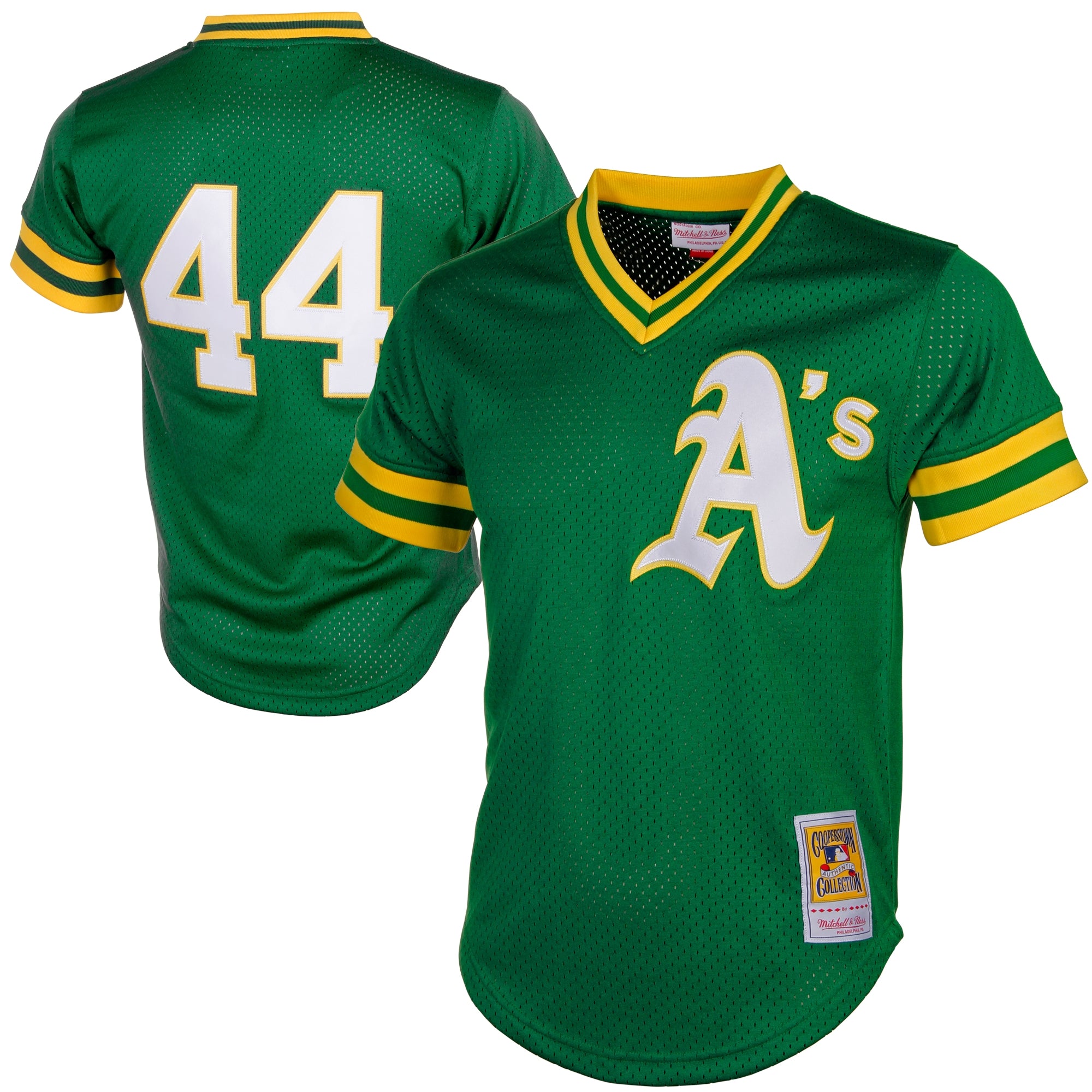Men's Mitchell & Ness Reggie Jackson Green Athletics Authentic Batting Practice Jersey