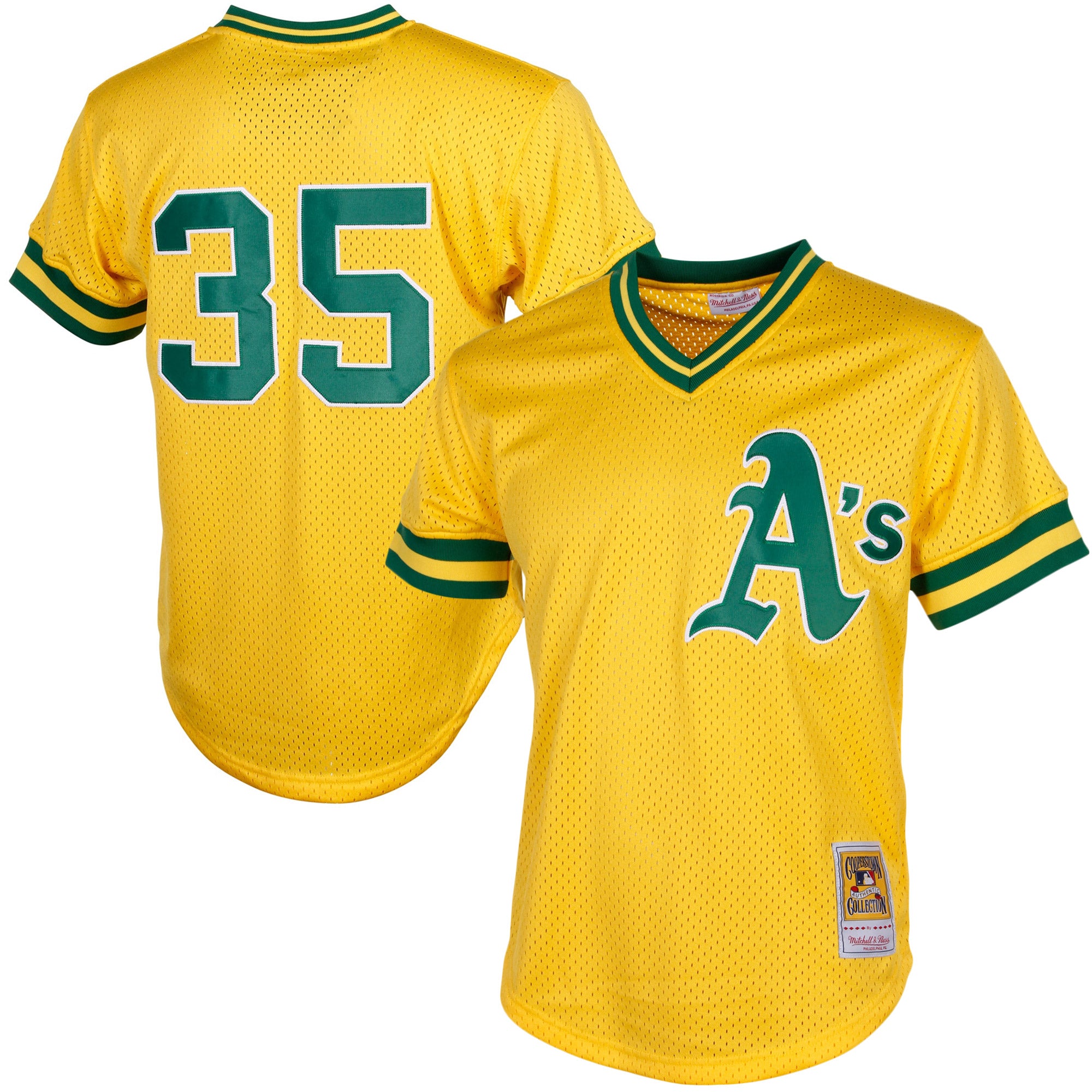 Men's Mitchell & Ness Rickey Henderson Yellow Athletics Authentic Batting Practice Jersey