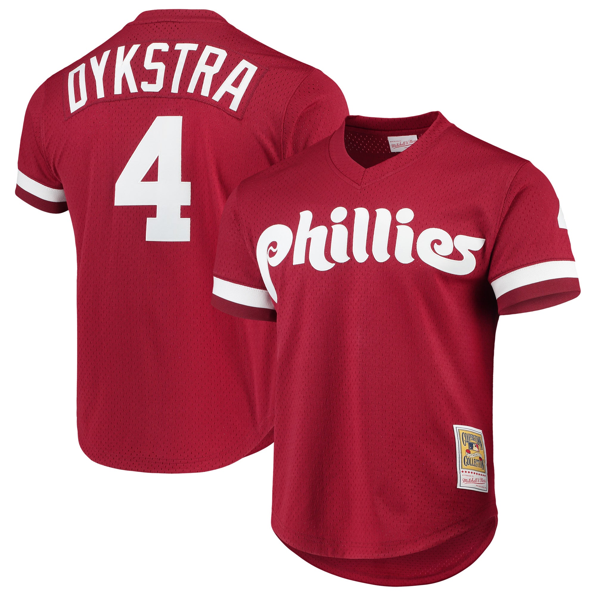 Men's Mitchell & Ness Lenny Dykstra Scarlet Philadelphia Phillies Authentic Batting Practice Jersey