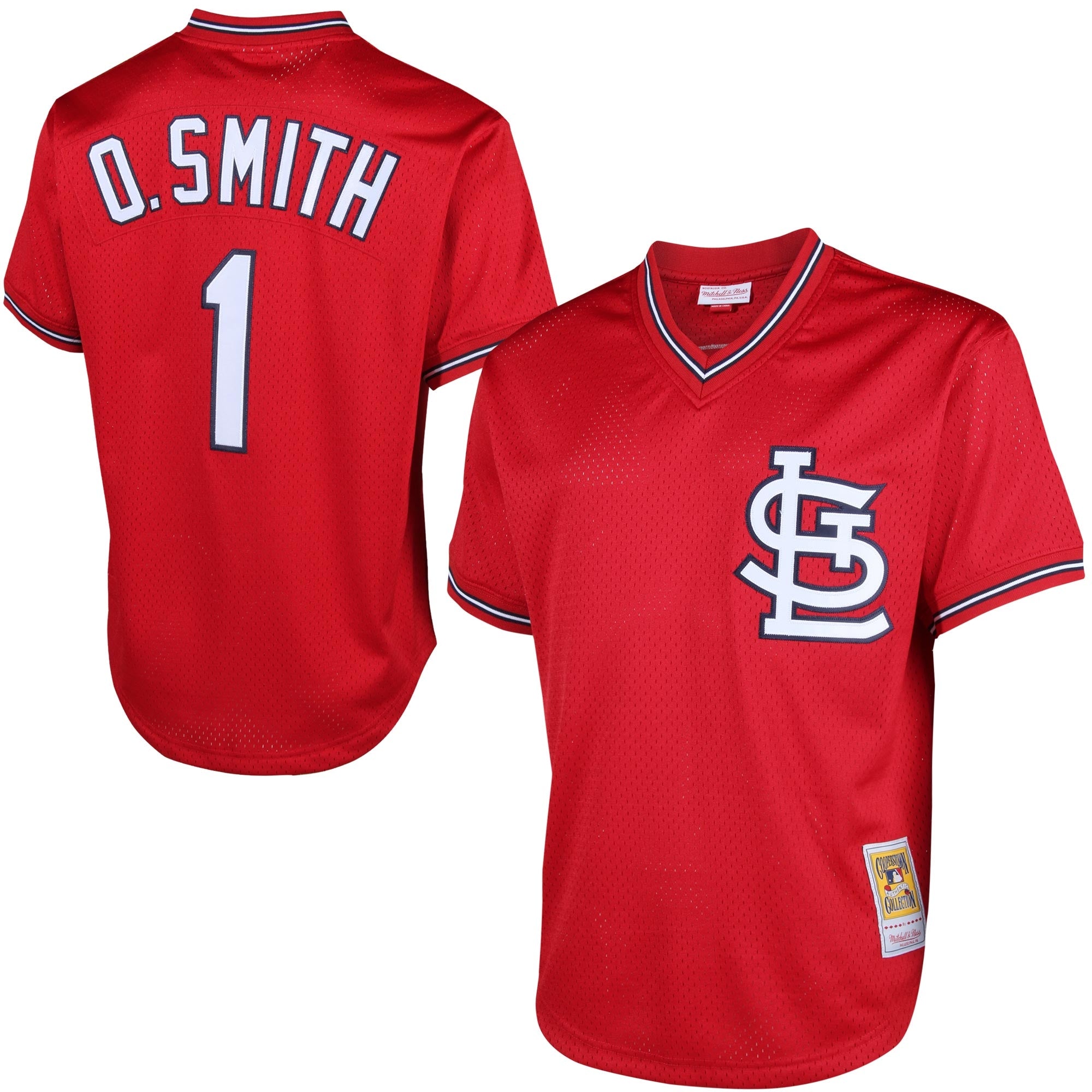 Men's Mitchell & Ness Ozzie Smith Scarlet St. Louis Cardinals Authentic Batting Practice Jersey