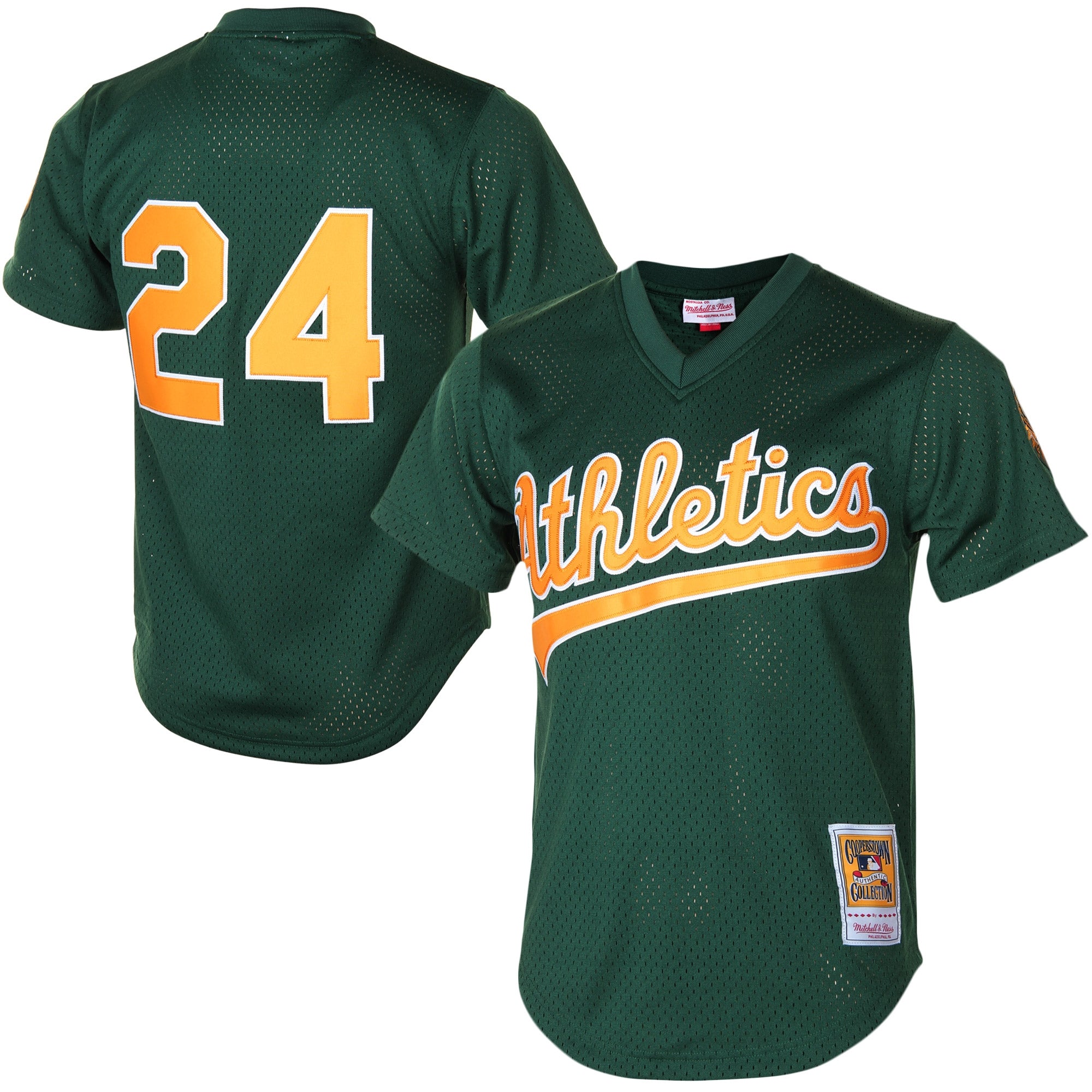 Men's Mitchell & Ness Rickey Henderson Green Athletics Authentic Batting Practice Jersey