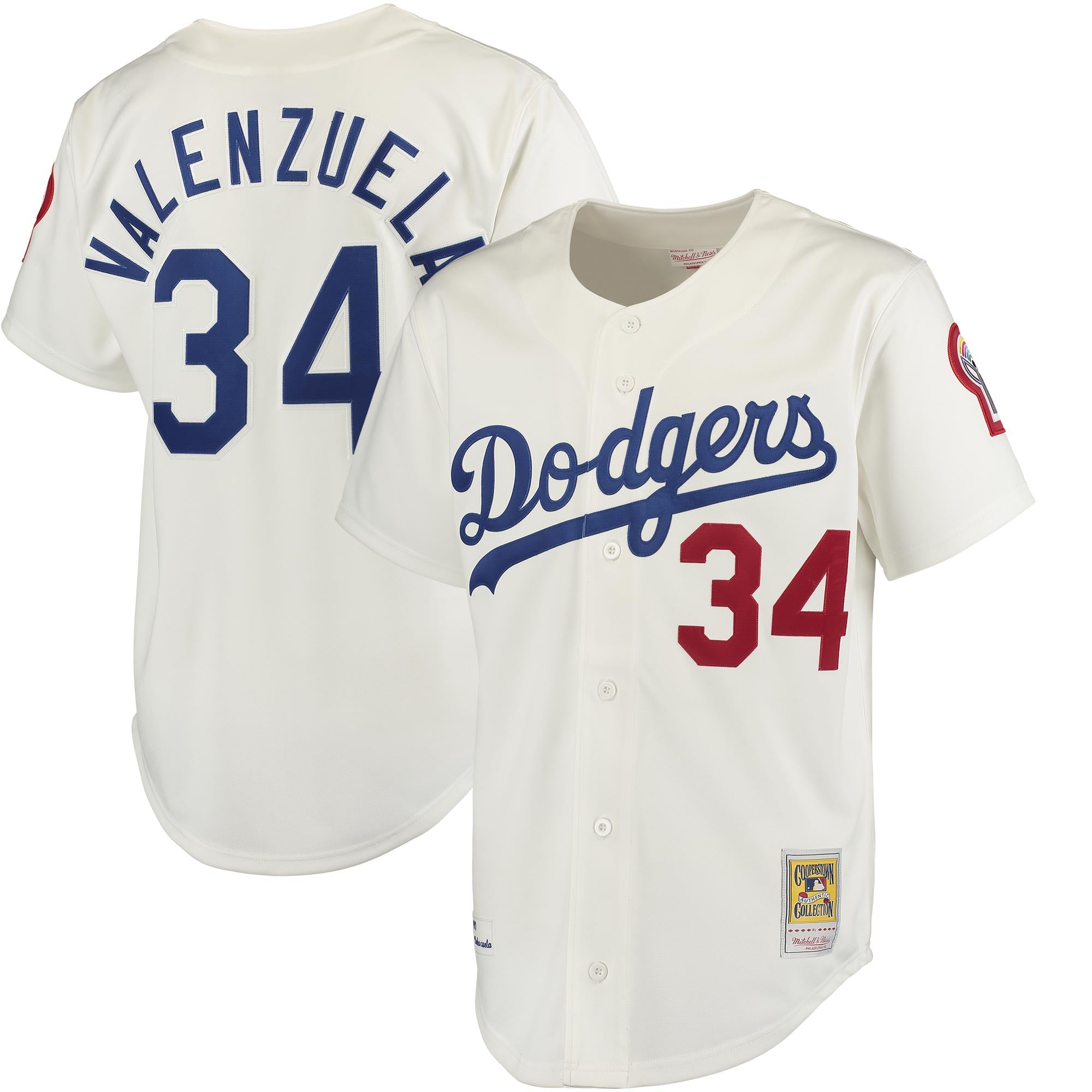 Men's Mitchell & Ness Fernando Valenzuela White Los Angeles Dodgers Authentic Jersey