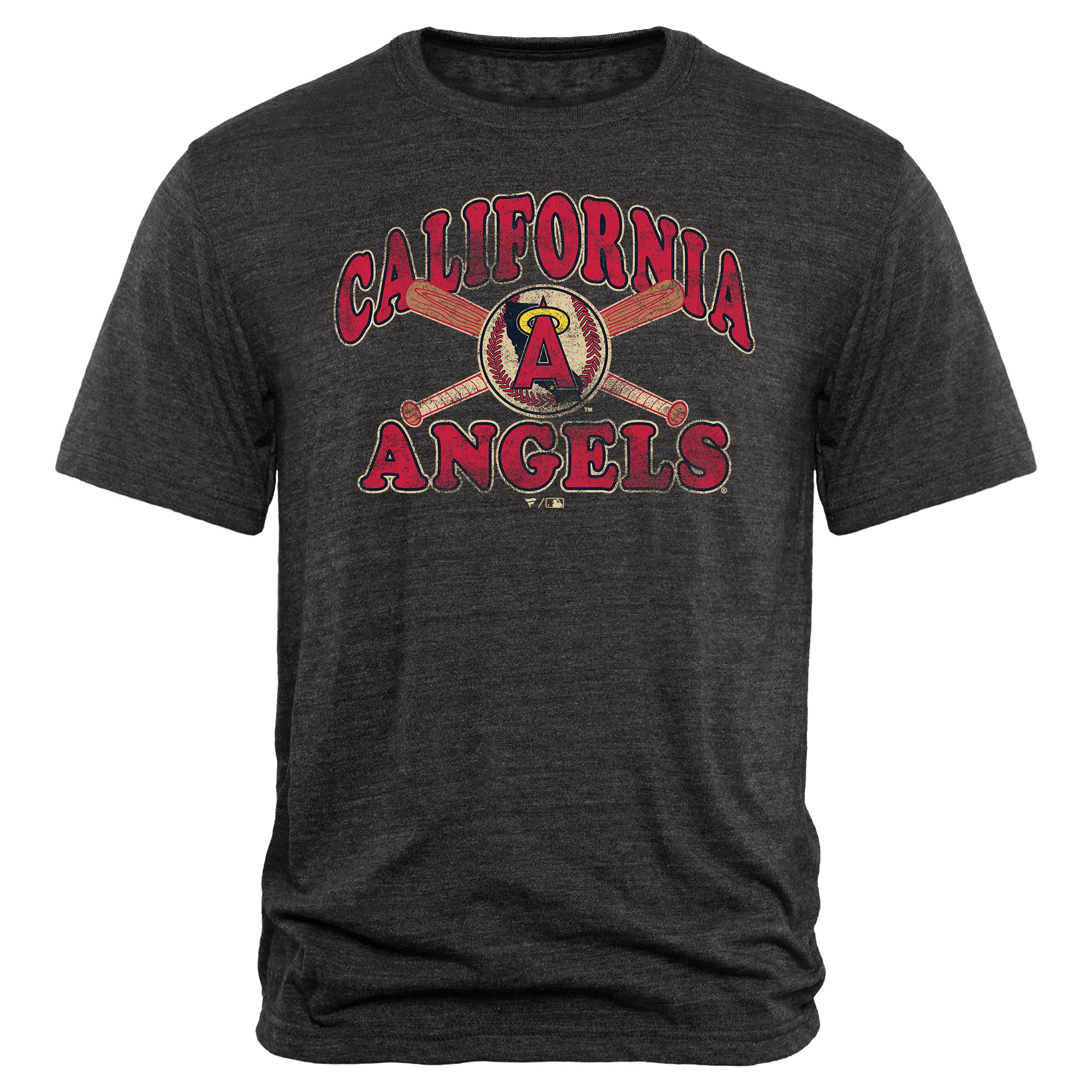 Men's Black Los Angeles Angels Cooperstown Bats Tri-Blend T-Shirt