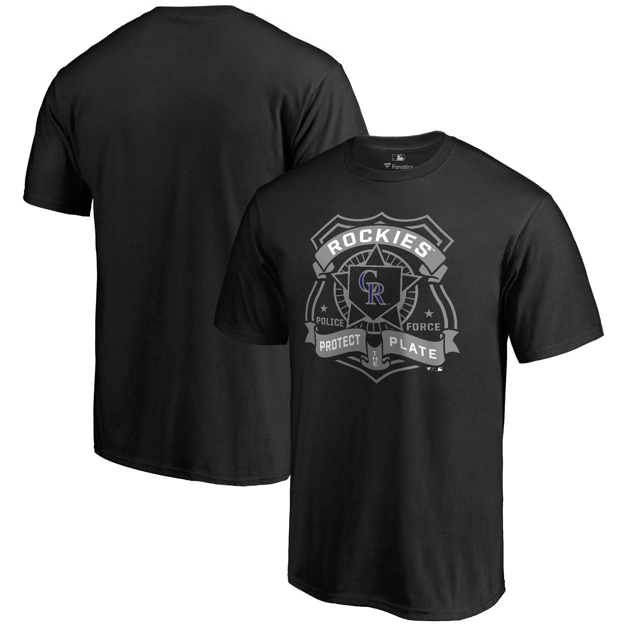 Men's Black Colorado Rockies Police Badge T-Shirt