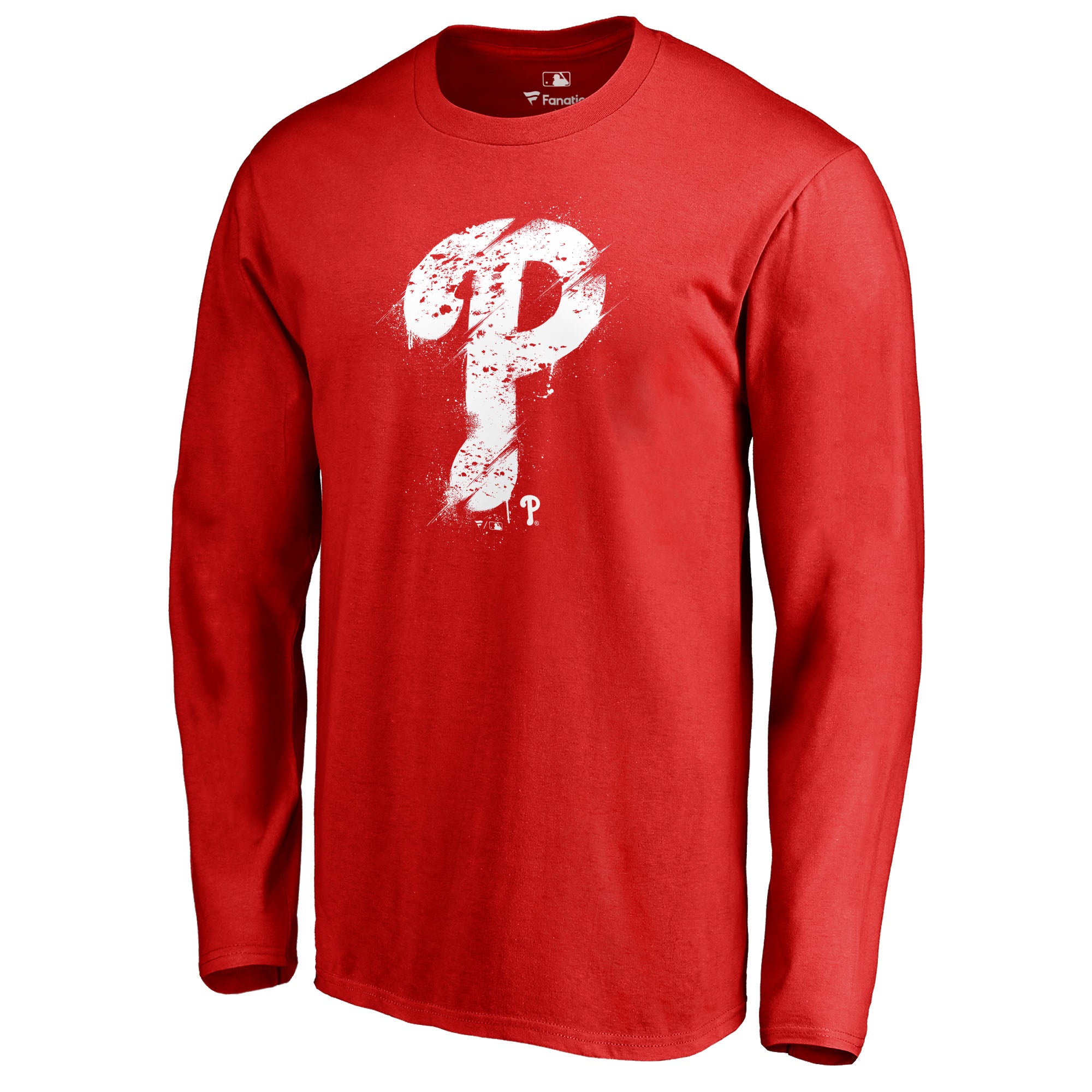 Men's Red Philadelphia Phillies Splatter Logo Long Sleeve T-Shirt