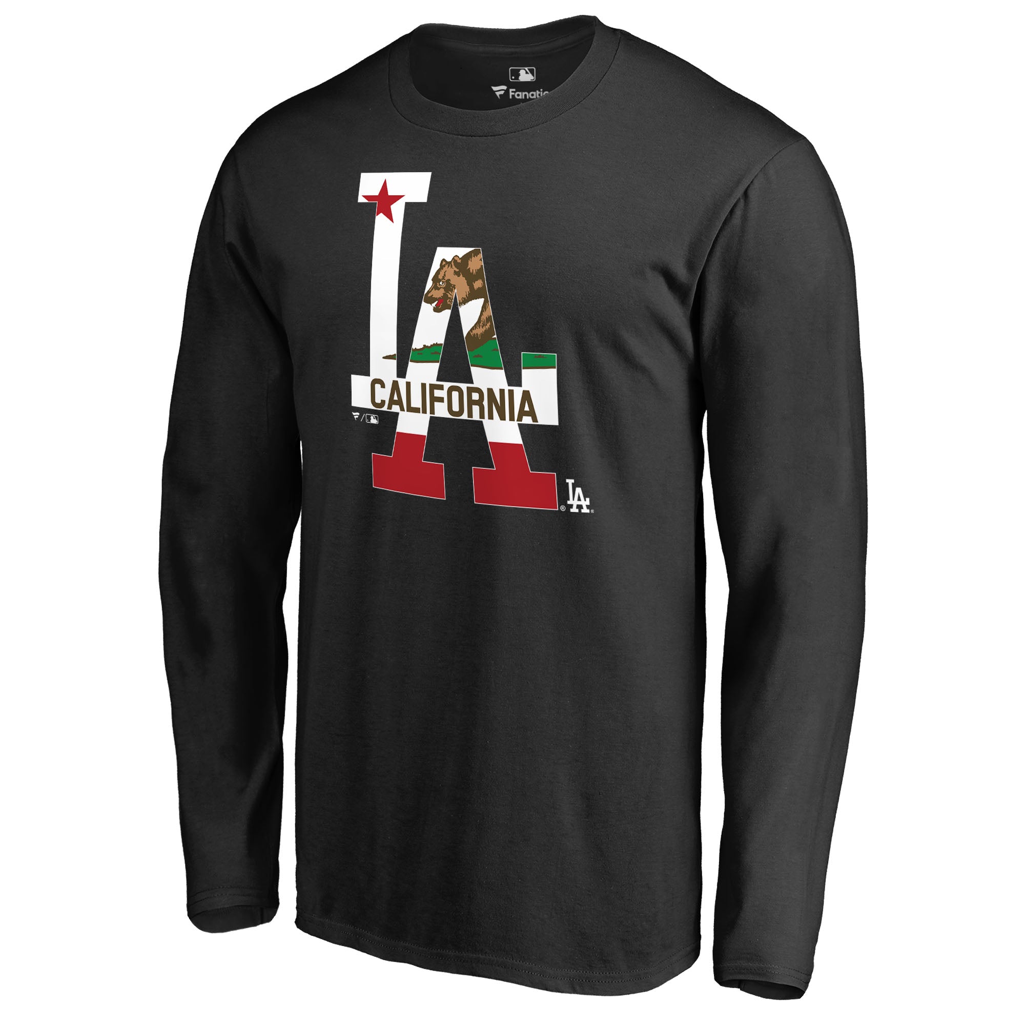 Men's Black Los Angeles Dodgers Hometown Collection Cali Flag Long Sleeve T-Shirt