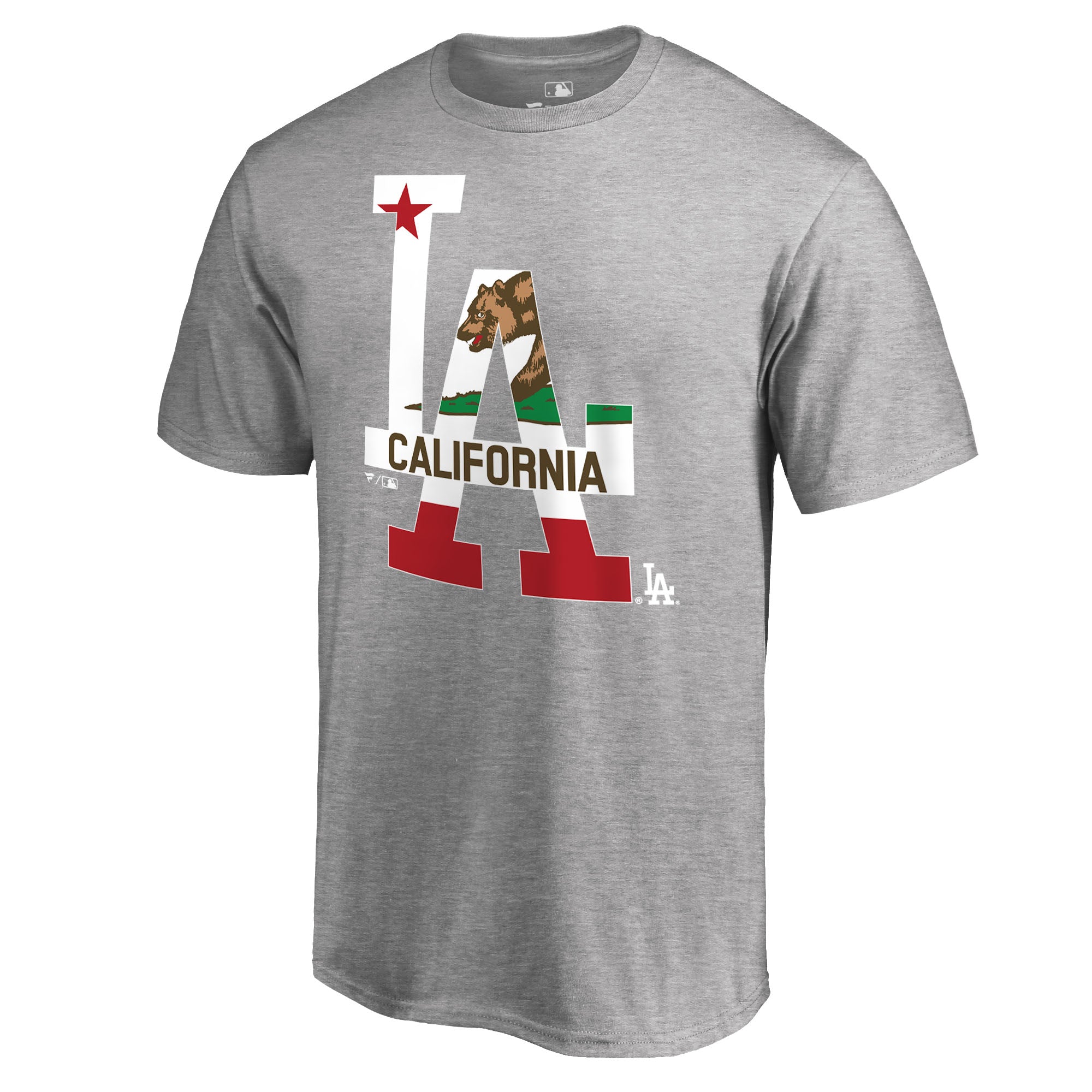 Men's Heathered Gray Los Angeles Dodgers Hometown Collection Cali Flag T-Shirt