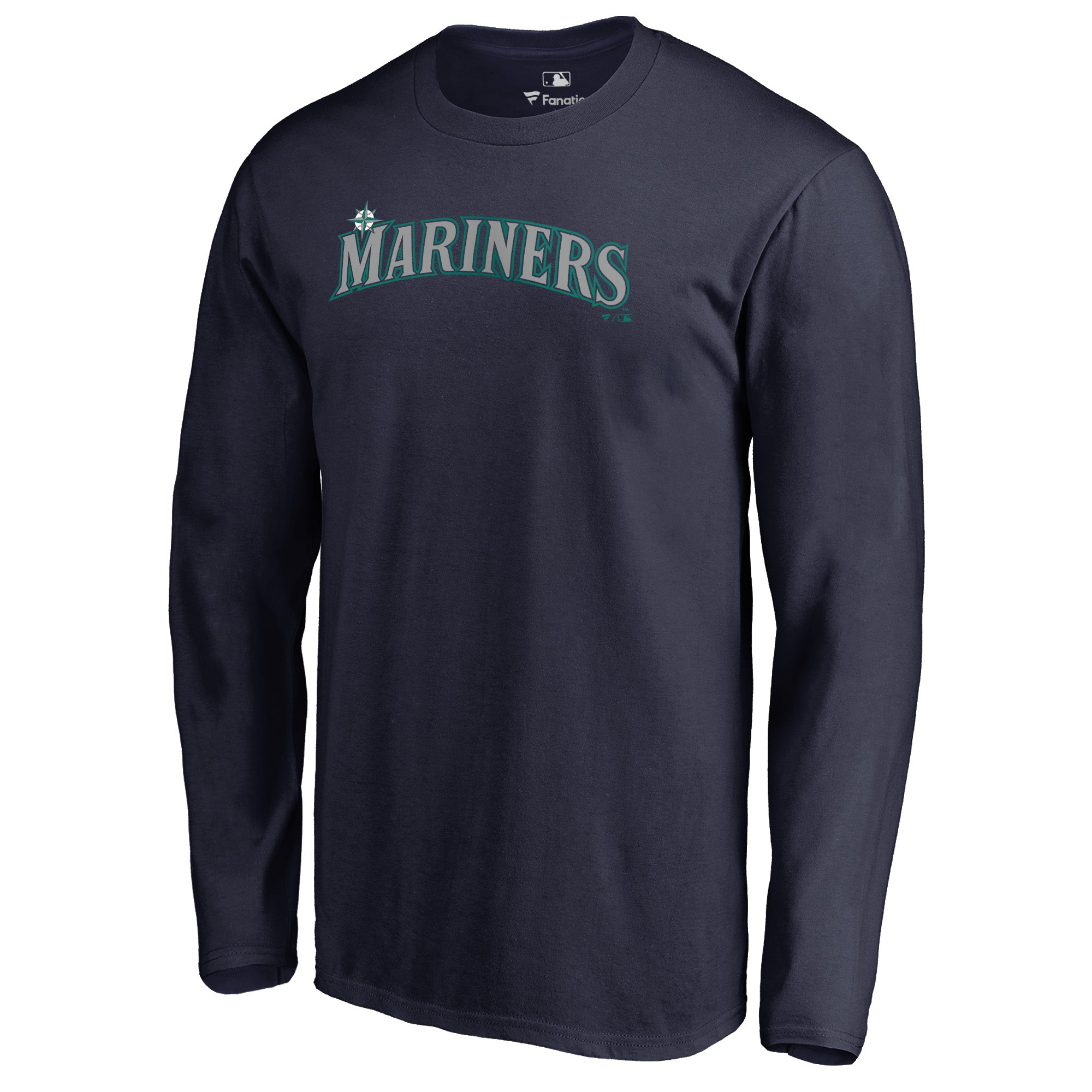Men's Navy Seattle Mariners Team Wordmark Long Sleeve T-Shirt