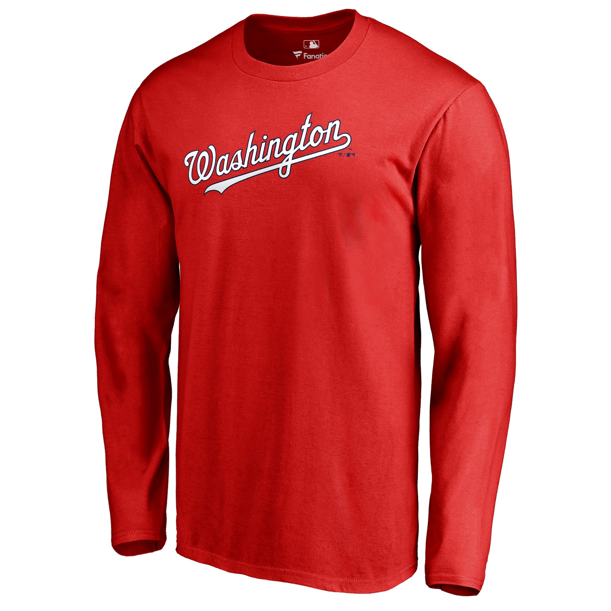 Men's Red Washington Nationals Team Wordmark Long Sleeve T-Shirt